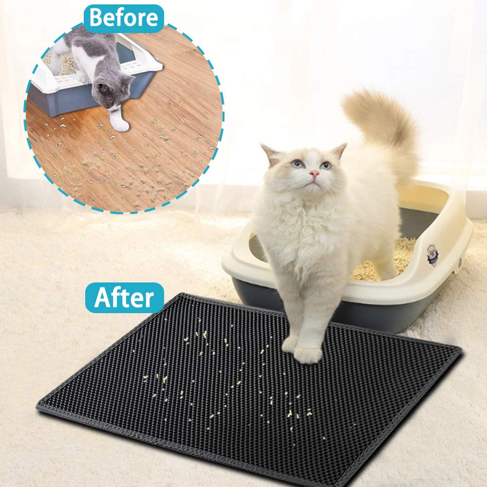 Double-layered cat litter mat with waterproof feature