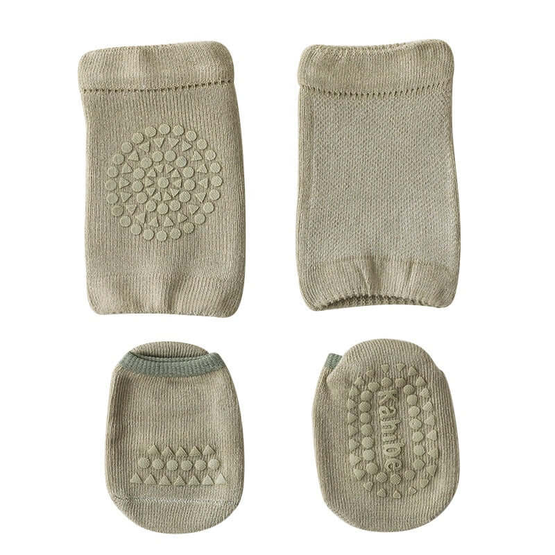 Crawling made safe with baby knee pads and anti-slip socks