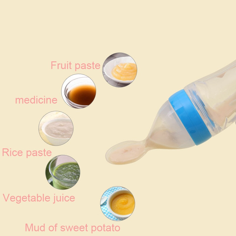 Spoon bottle for easy feeding on the go -  Usable with all kinds of baby food 