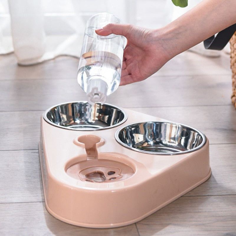 Pet Double Food Bowl with a great for separating wet and dry food