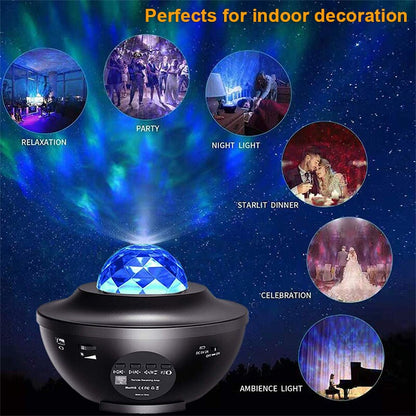 The Ultimate Bedroom Decor for Kids: Starry Sky Ocean Projection Lamp with Bluetooth Speaker