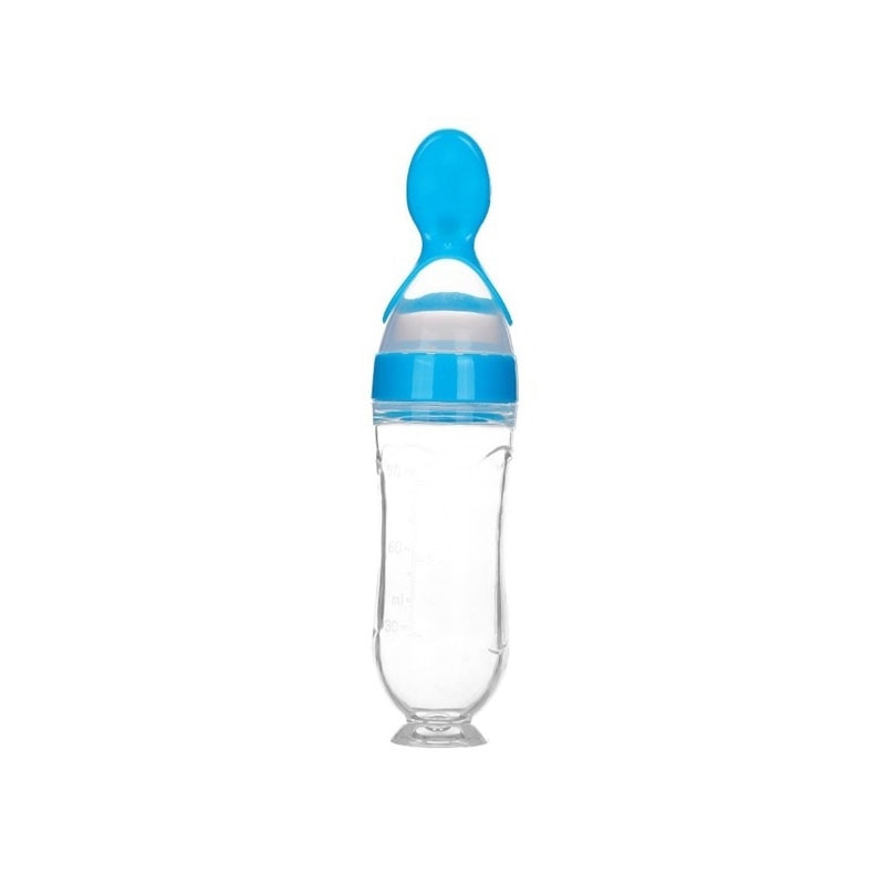 Baby spoon bottle for controlled feeding - Blue