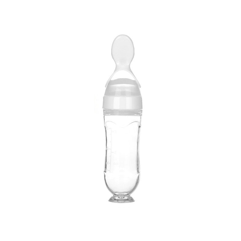 Baby spoon bottle for mess-free feeding - White