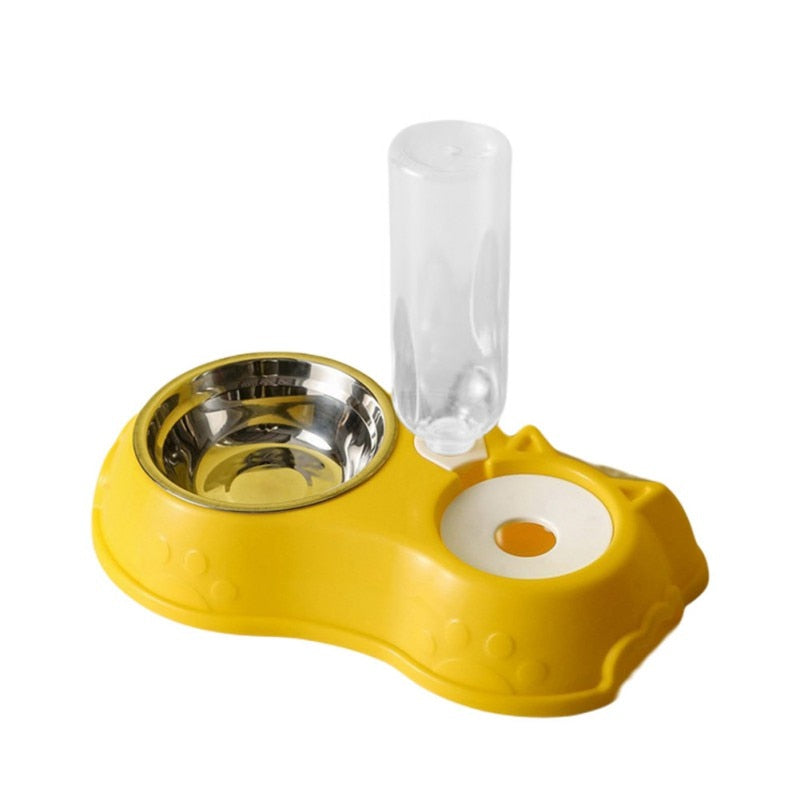 Pet Double Food Bowl with a made of high-quality, durable materials - Single Yellow