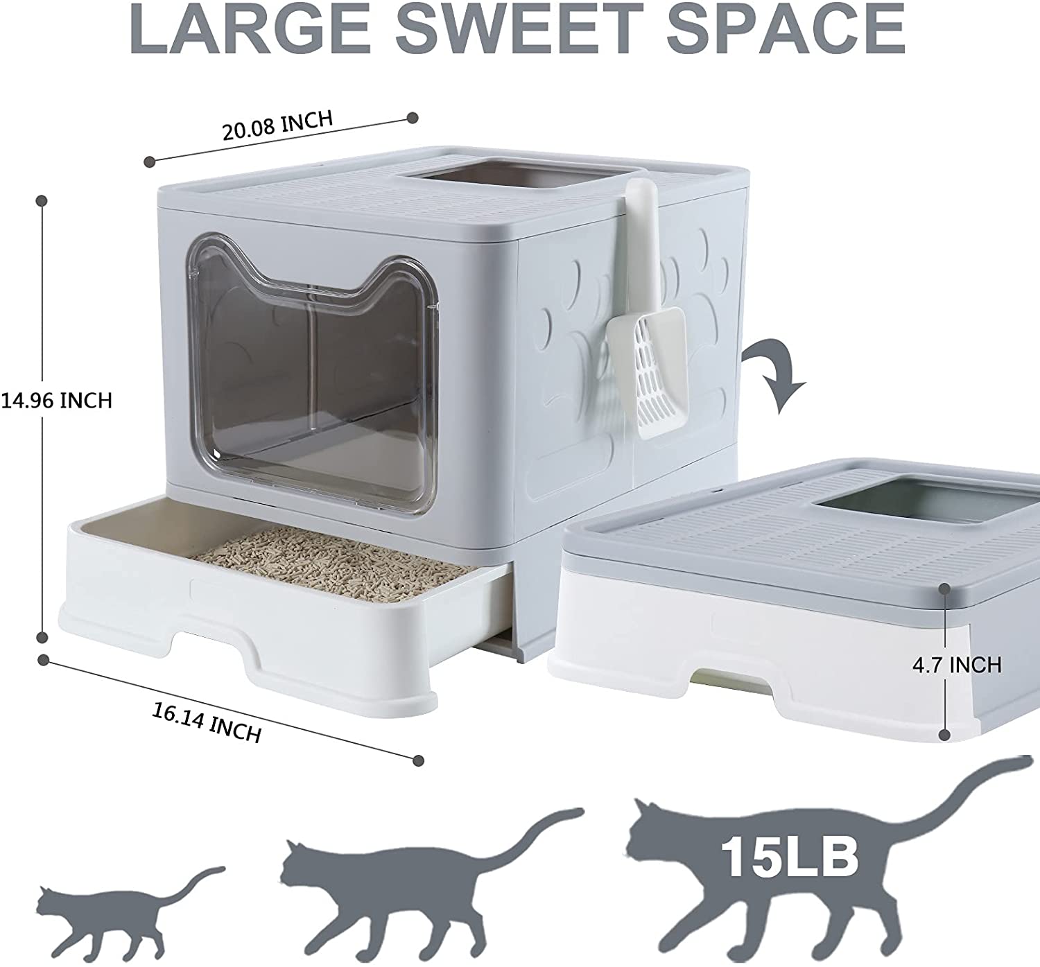 Easy to Clean Cat Litter Box - Removable tray for hassle-free maintenance