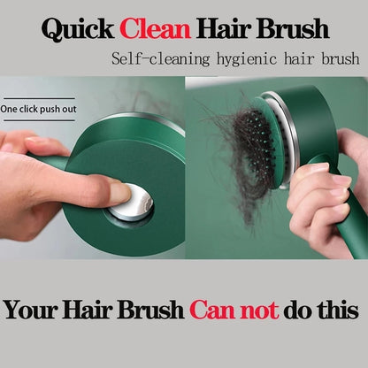 Quick clean hair brush self-cleaning hygienic hair brush