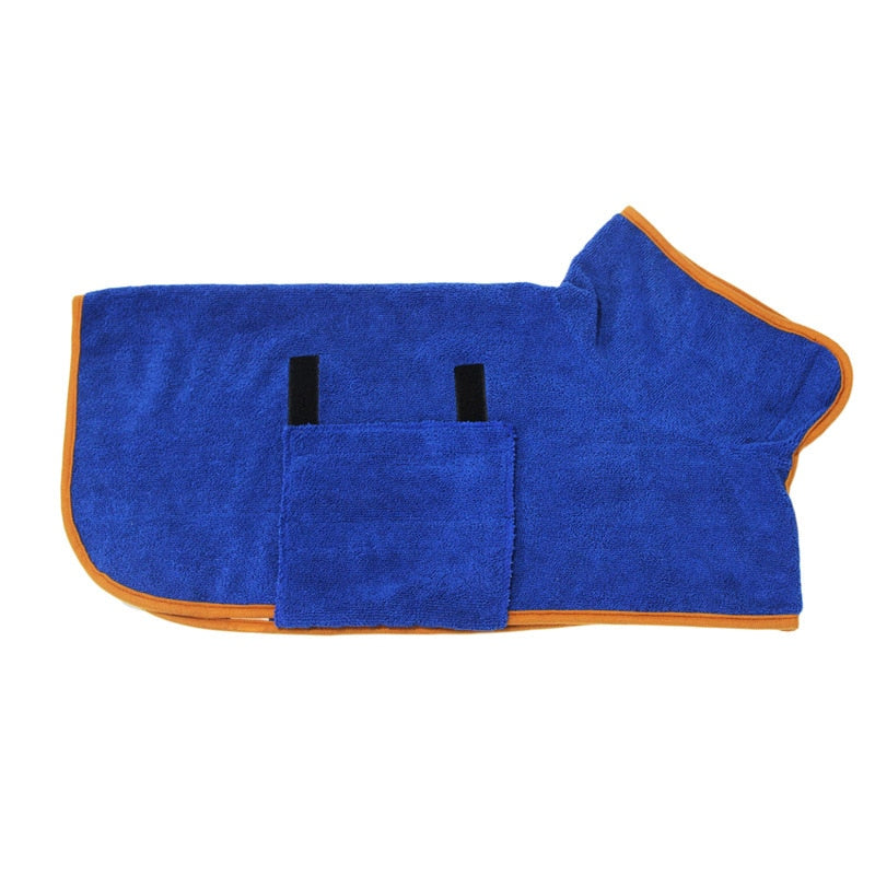 Pet Bathrobe and Towel with a perfect for pets with long or thick fur - Blue