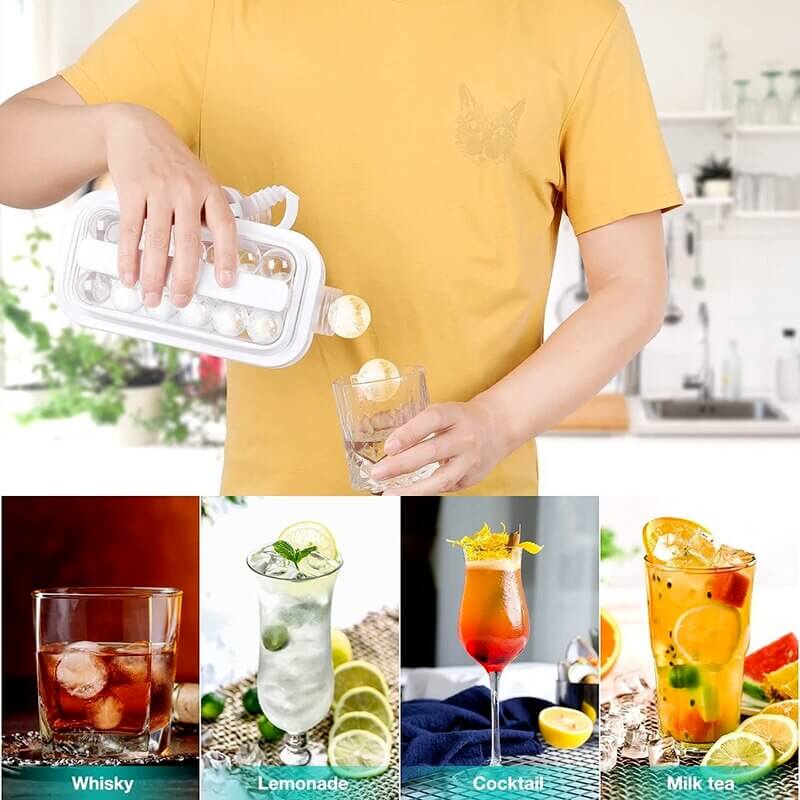 Innovative Ice Ball Mold with Folding Pot and Silicone Grid Tray