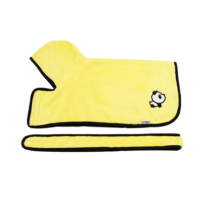Pet Bathrobe and Towel with a machine washable for easy cleaning - Yellow Hoodie