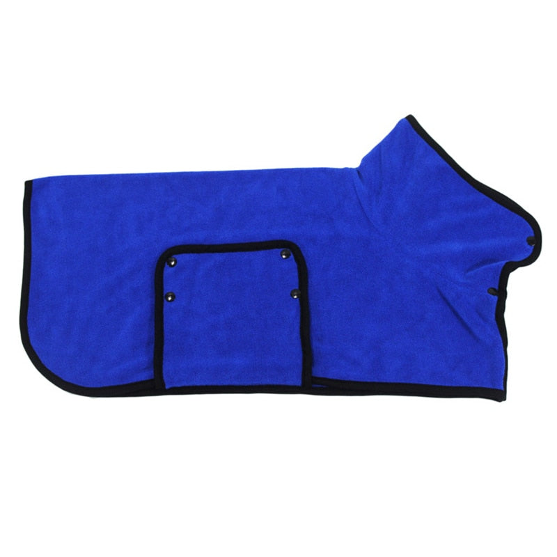 Pet Bathrobe and Towel with a great for keeping pets dry after a bath or swim - Blue