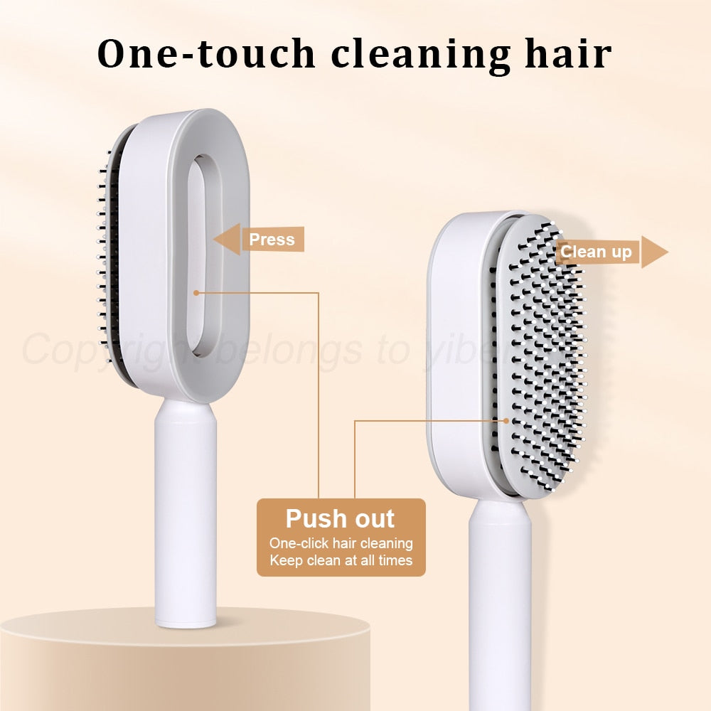 One-touch cleaning hair brush for easy maintenance