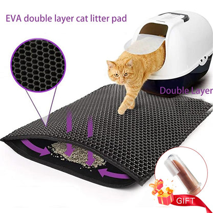 Waterproof cat litter mat in use with a cat