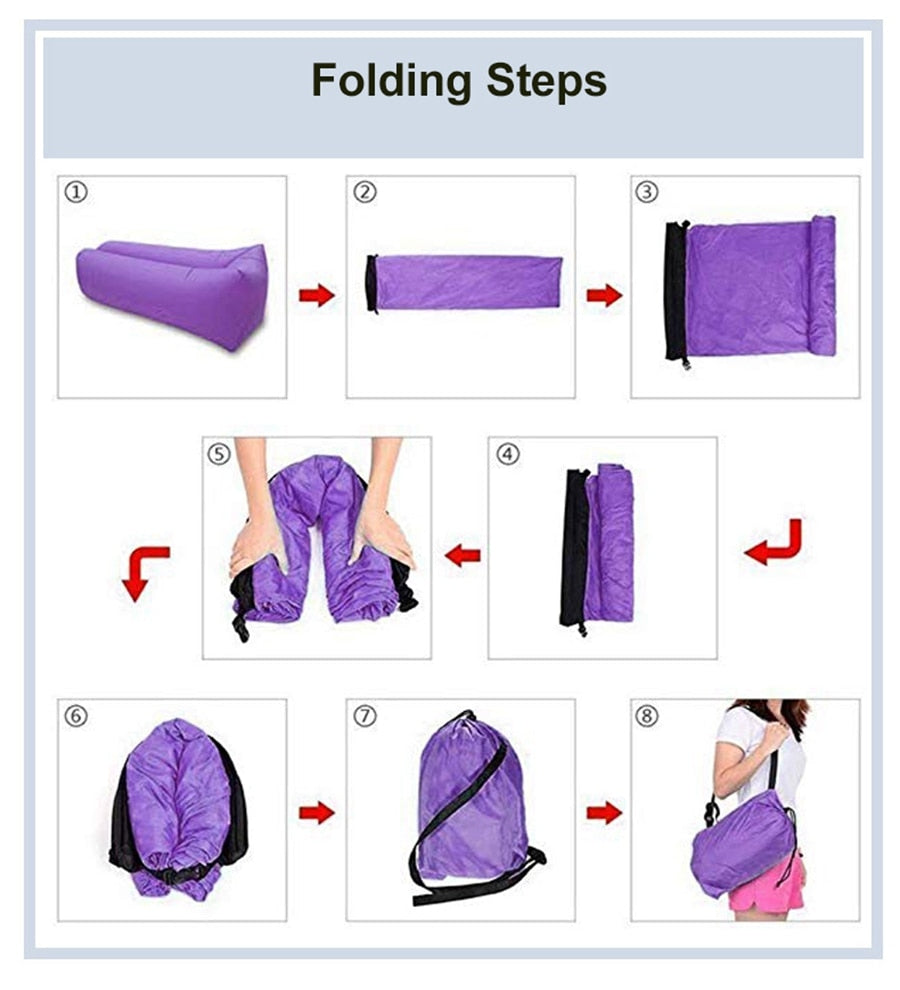 Folding Steps - Inflatable air hammock - comfortable and convenient relaxation on the go