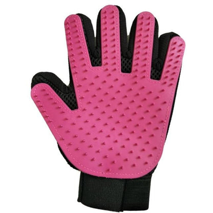 Pet Grooming Glove with a great for use on wet or dry pet fur - Pink