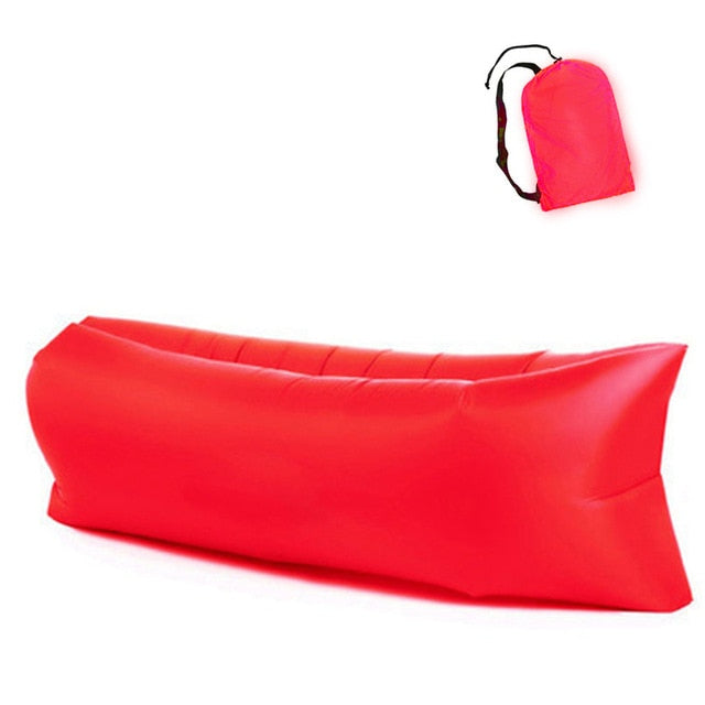 Red - Folding rapid inflatable sofa - perfect for beach, camping, and travel