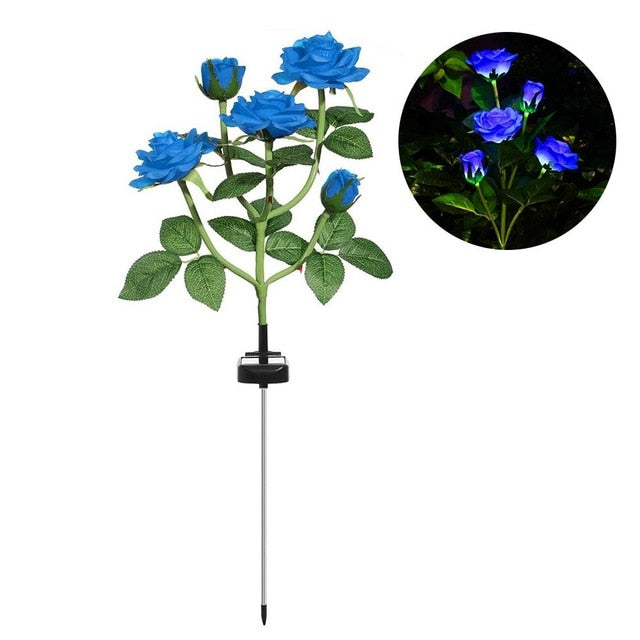 Solar Powered Rose Flower Light for Lawn Decoration