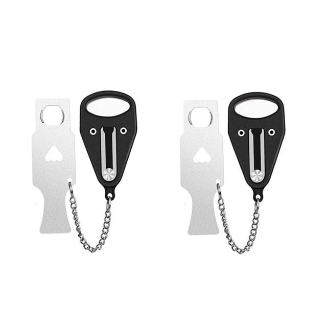 Door lock for hotels and travel with easy to use design - 2pcs Black