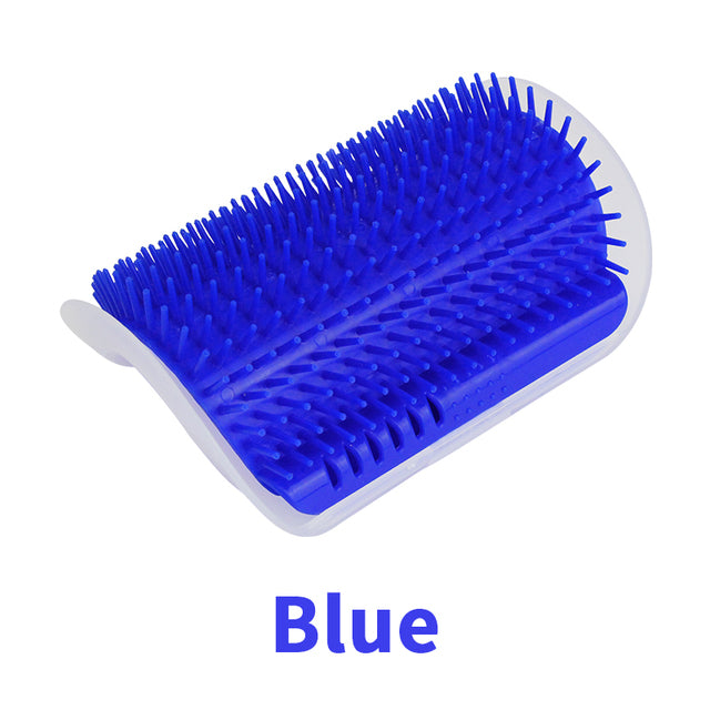 Self Grooming Brush for Cats - Wall Mounted Cat Grooming Tool - Easy to Install - Blue