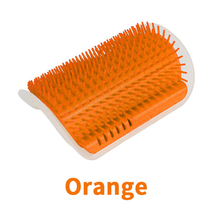 Wall Mounted Cat Grooming Brush - Self-Groomer for Cats - Easy to Clean - Orange