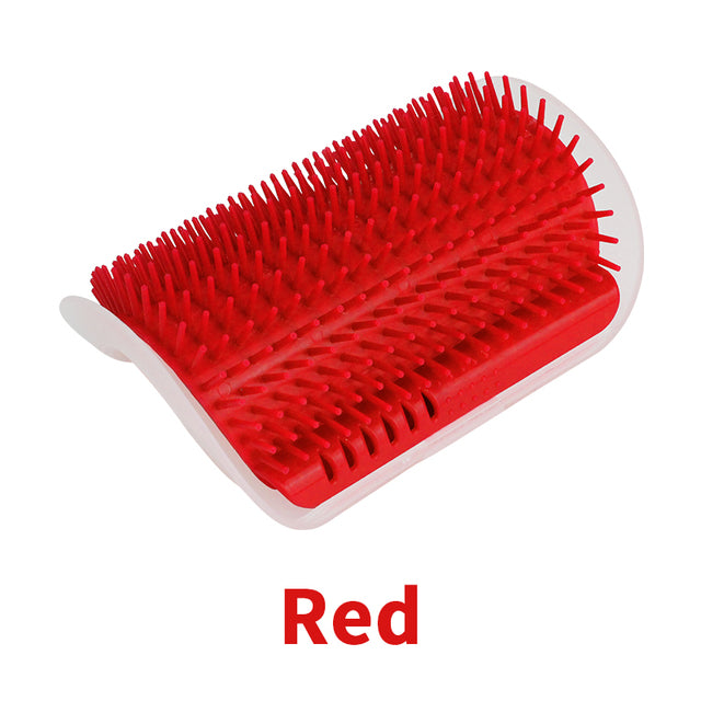 Wall-Mounted Cat Grooming Brush - Self-Groomer for Cats - Easy to Install - Red